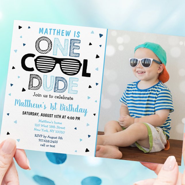 En Coola Grabben Sunglass Boy First Birthday Inbjudningar (Skapare uppladdad)