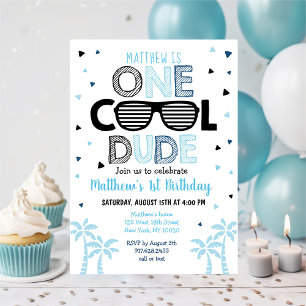 En Coola Grabben Sunglass Boy First Birthday Inbjudningar