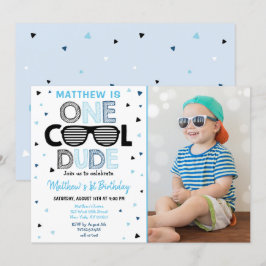 En Coola Grabben Sunglass Boy First Birthday Inbjudningar