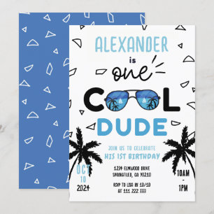 En Coola, grabben Sunglasses Boy 1st Birthday Inbjudningar