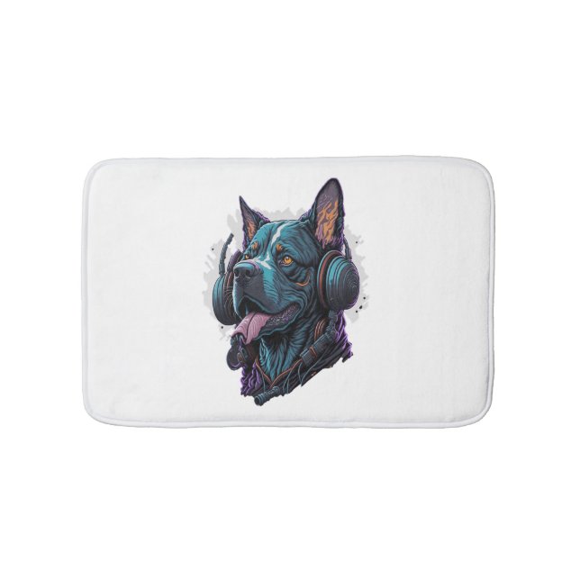 En coola hund som lyssnar på musik badrumsmatta (Framsidan)