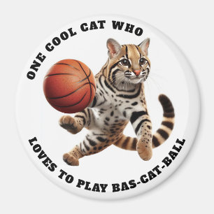 En Coola Katt Vem Kärlek ska spela Bas-cat-boll Magnet