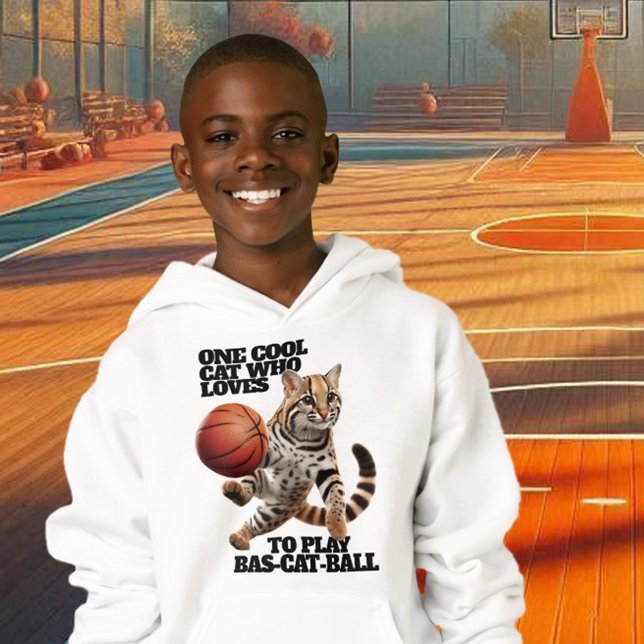 En Coola Katt Vem Kärlek ska spela Bas-cat-boll T Shirt (One Cool Cat Who Loves to Play Bas-cat-Ball Hoodie Cover Photo)