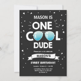 En Coola kille Sunglasses Boy First Birthday Invit Inbjudningar