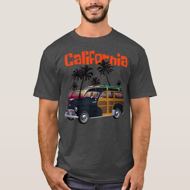 En coola klassisk vedartade surfa i stil Kaliforni T Shirt (Framsida)