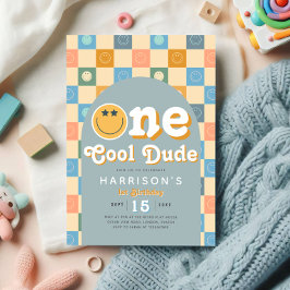 En Coola Pys Retro 1:a födelsedagsinbjudan Inbjudningar