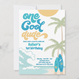 En Coola, Retro Surfa 1:a födelsedagen Party Inbjudningar