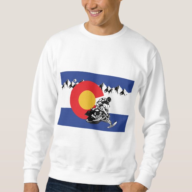 En Coola snömobil i Colorado-Flagga Lång Ärmad Tröja (Framsida)