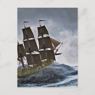 En Corvette Sailing Frakt in a Storm Vykort
