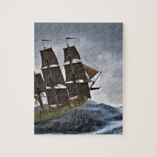 En Corvette seglingfrakt i en storm Pussel