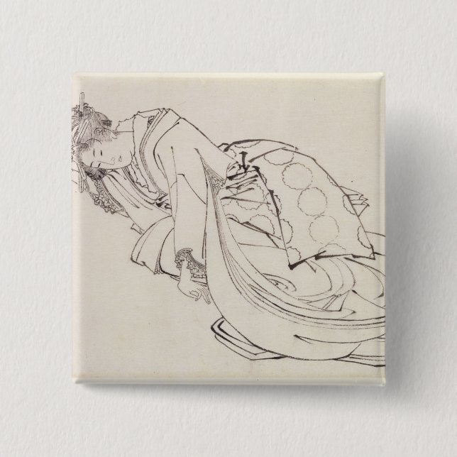 En Courtesan som erbjuder en kopp, 18th-19th Knapp (Framsida)