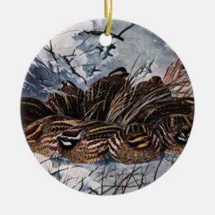 En Covey av Bobwhites Julgransprydnad Keramik