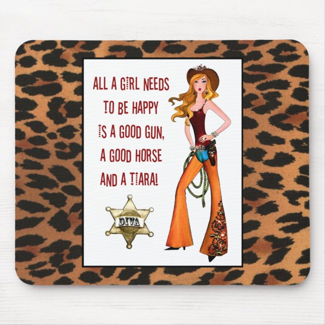 "En Cowgirl Diva måste vara Lycklig är en..." Musmatta (Framsidan)