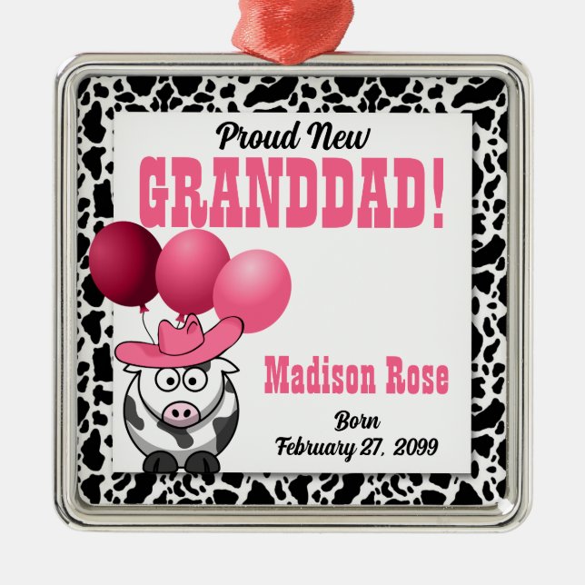 En Cowgirl i Rosa Julgransprydnad Metall (Framsidan)