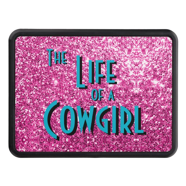 En Cowgirl - Rosa Glitter Version Dragkroksskydd (Framsidan)