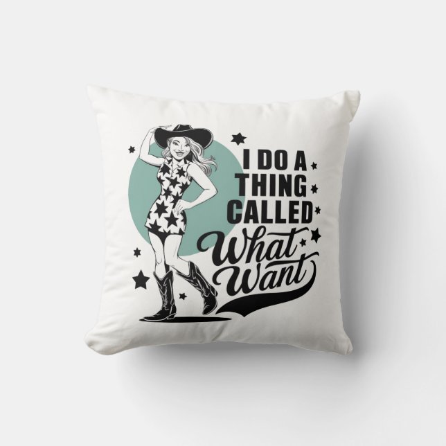 En cowgirl som slår en sassy attityd kudde (Framsida)
