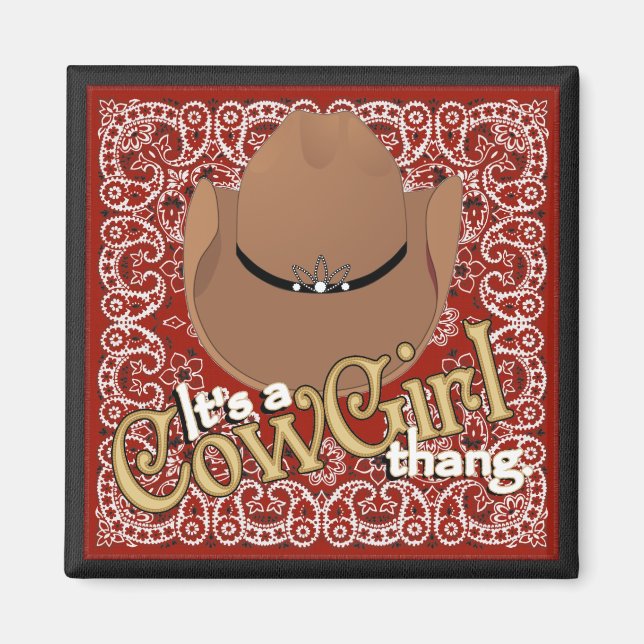 En Cowgirl Thang Red Bandana Magnet (Framsidan)