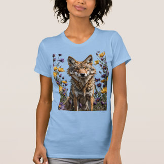 En Coyote omringad av Vår Meadow Wildblommor T Shirt