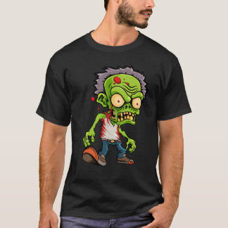 En Creepy-Grönt Zombie i Tecknad Stil T Shirt
