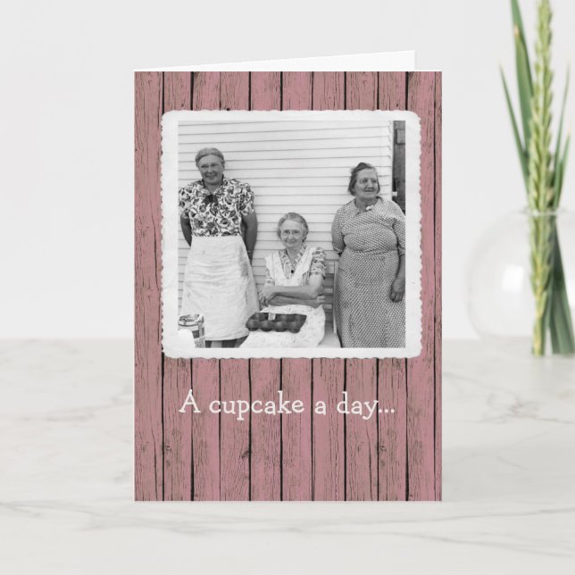 En cupkaka per dag-födelsekort tack kort (Framsida)