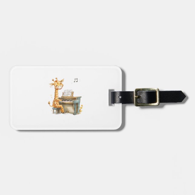 En Cute Baby Giraffe spelar gitarren Bagagebricka (Horisontell Framsida)