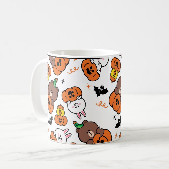 En Cute Bunny och Bear Halloween Kaffemugg (Framsida vänster)