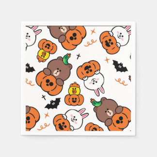 En Cute Bunny och Bear Halloween Pappersservett