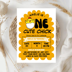 En Cute Chick Girl 1:a födelsedagen Party Inbjudningar