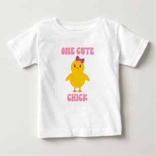 En Cute Chick Påsk Bird Rosa Polka Dot Bow T Shirt