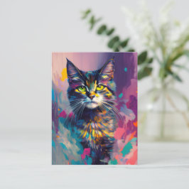 En Cute Colorful Cat Vykort