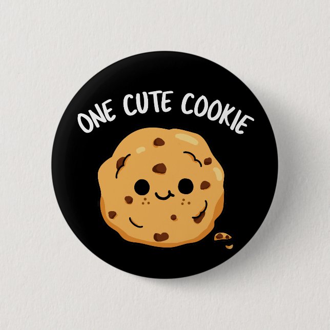 En Cute Cookie Funny Food Pun Mörk BG Knapp (Framsida)