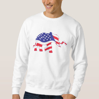 En Cute Elephant tillverkad i den amerikanska Flag Lång Ärmad Tröja