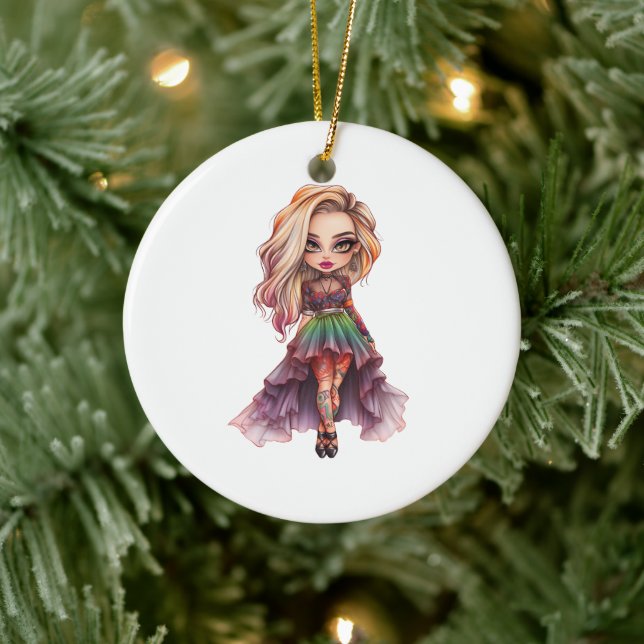 En Cute Girl Halloween-designsamling 11 Julgransprydnad Keramik (Träd)