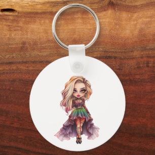 En Cute Girl Halloween-designsamling 11 Nyckelring