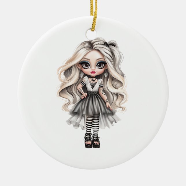 En Cute Girl Halloween-designsamling 12 Julgransprydnad Keramik (Framsidan)