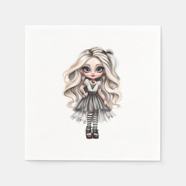 En Cute Girl Halloween-designsamling 12 Pappersservett (Framsidan)