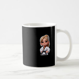 En cute Girl in Taekwondo Sport Sticker Kaffemugg