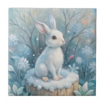 En Cute Hare i vinter Kakelplatta<br><div class="desc">En söt hare sitta på vintern</div>