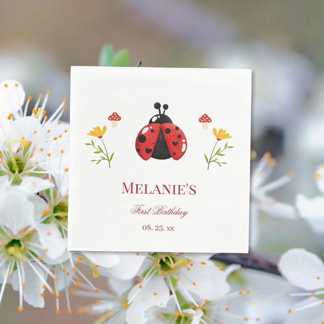 En Cute Kryp Ladybug 1:a födelsedag Pappersservett (Skapare uppladdad)