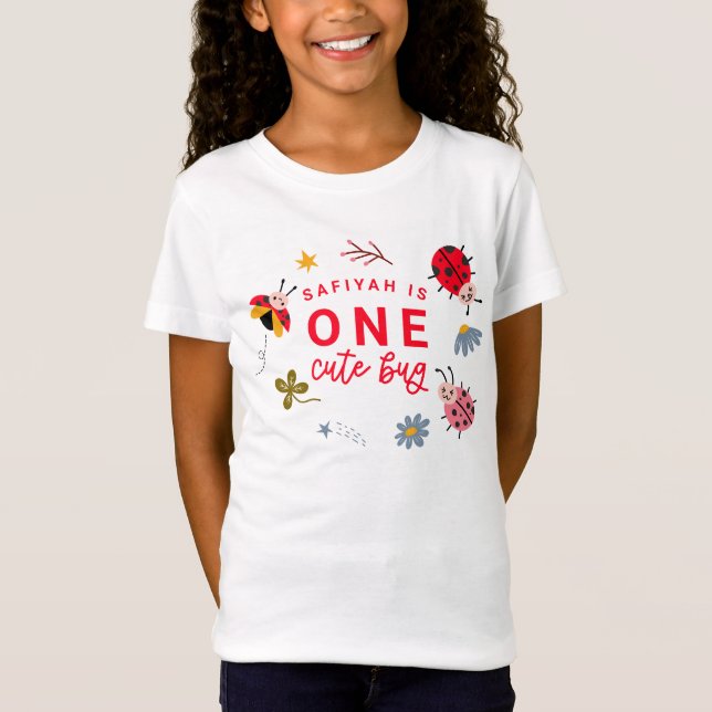 En Cute Kryp Ladybug Girl-Födelsedagsfest T Shirt (Framsida)