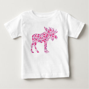 En Cute Moose som är gjord i små rosa hjärtan T Shirt