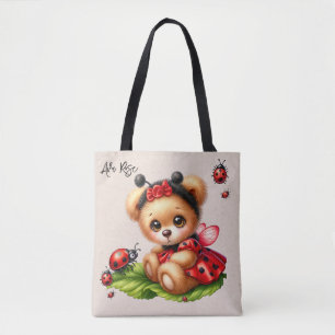 En cute-Nalle nedtryckt som en Ladybug-Anpassnings Tygkasse