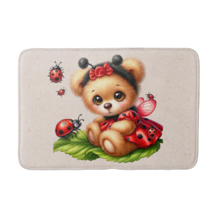 En cute-Nalle nedtryckt som en Ladybug Badrumsmatta