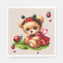 En cute-Nalle nedtryckt som en Ladybug