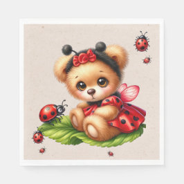 En cute-Nalle nedtryckt som en Ladybug Pappersservett
