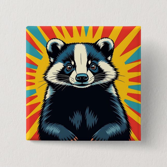 En Cute Pop Art Badger Knapp (Framsida)
