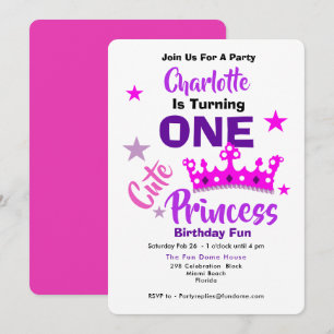 En Cute Princess 1:a födelsedag Personlig Inbjudningar