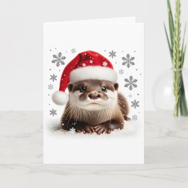 En Cute Santa Otter-jul Kort (Framsida)