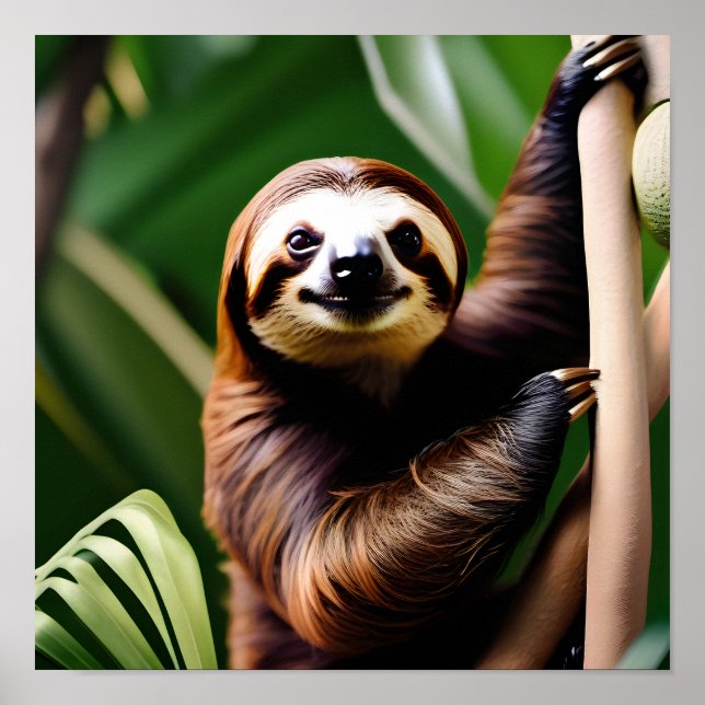 En Cute Smiling Sloth Poster (Framsidan)