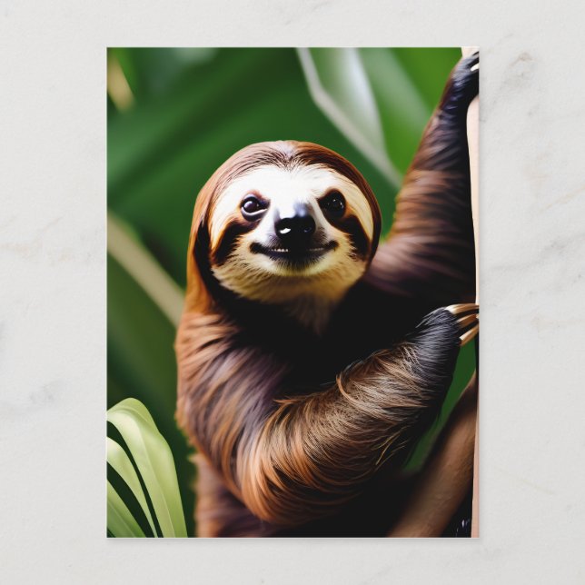 En Cute Smiling Sloth Vykort (Framsida)
